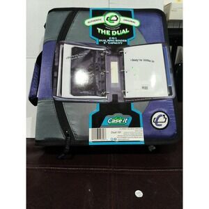 NEW Case It The Dual 2 in 1 Dual Ring Binder 3" Capacity w/strap, PURPLE/BLACK